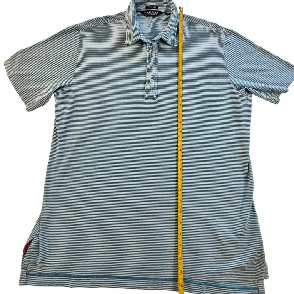 Polo Golf Ralph Lauren Vintage  Blue and White Striped Pima Cotton Polo Shirt
